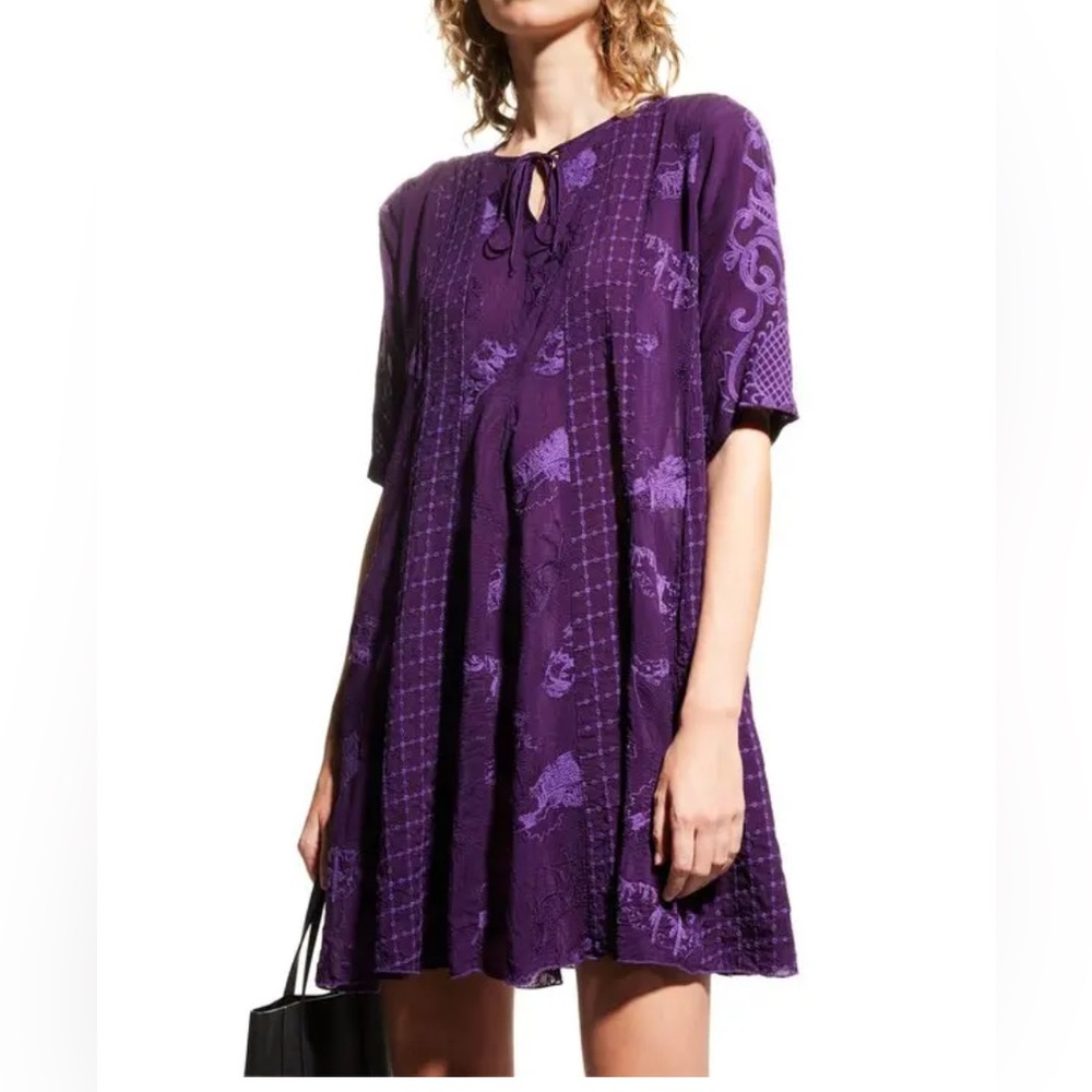 JOHNNY WAS 
Runswick Lora Embroidered Elbow-Sleeve Tunic XS